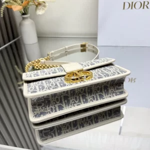 dior montaigne蒙田酒椰草系列 牛仔藍 迪奧女士小號鏈條包9207 - Image 4