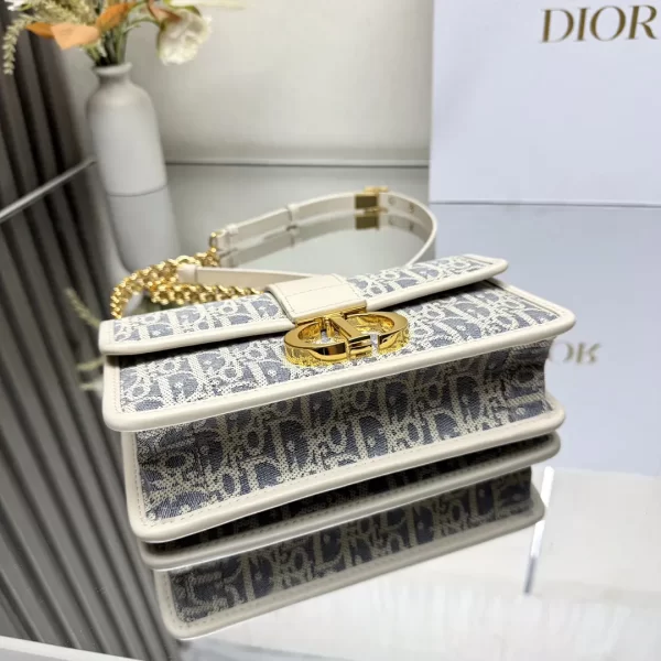 dior montaigne蒙田酒椰草系列 牛仔藍 迪奧女士小號鏈條包9207