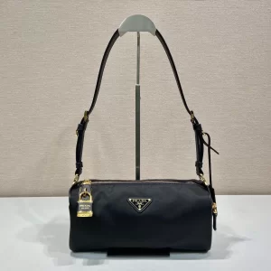 prada Tessuto Locker鎖頭包 Re-Nylon黑色尼龍立方體枕頭包1BC233 - Image 1