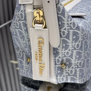 Dior D-Journey迪奧新款流浪包 牛仔藍色酒椰草女士hobo手袋2417 - Image 15