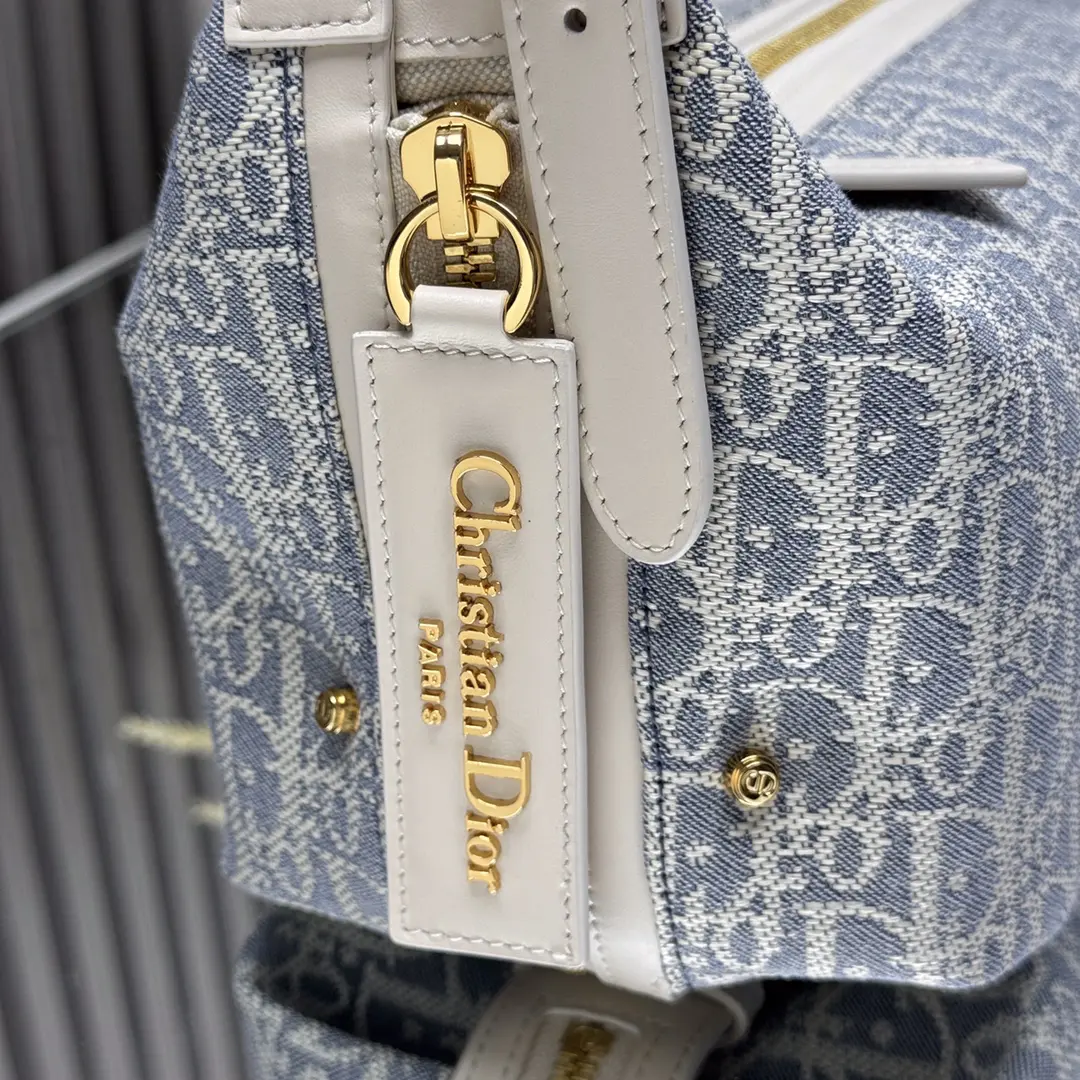 Dior D-Journey迪奧新款流浪包 牛仔藍色酒椰草女士hobo手袋2417 - Image 15