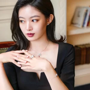 de beers au750 54戴比爾斯鉆戒 銀色蝴蝶施華洛鑲鉆戒指 - Image 9