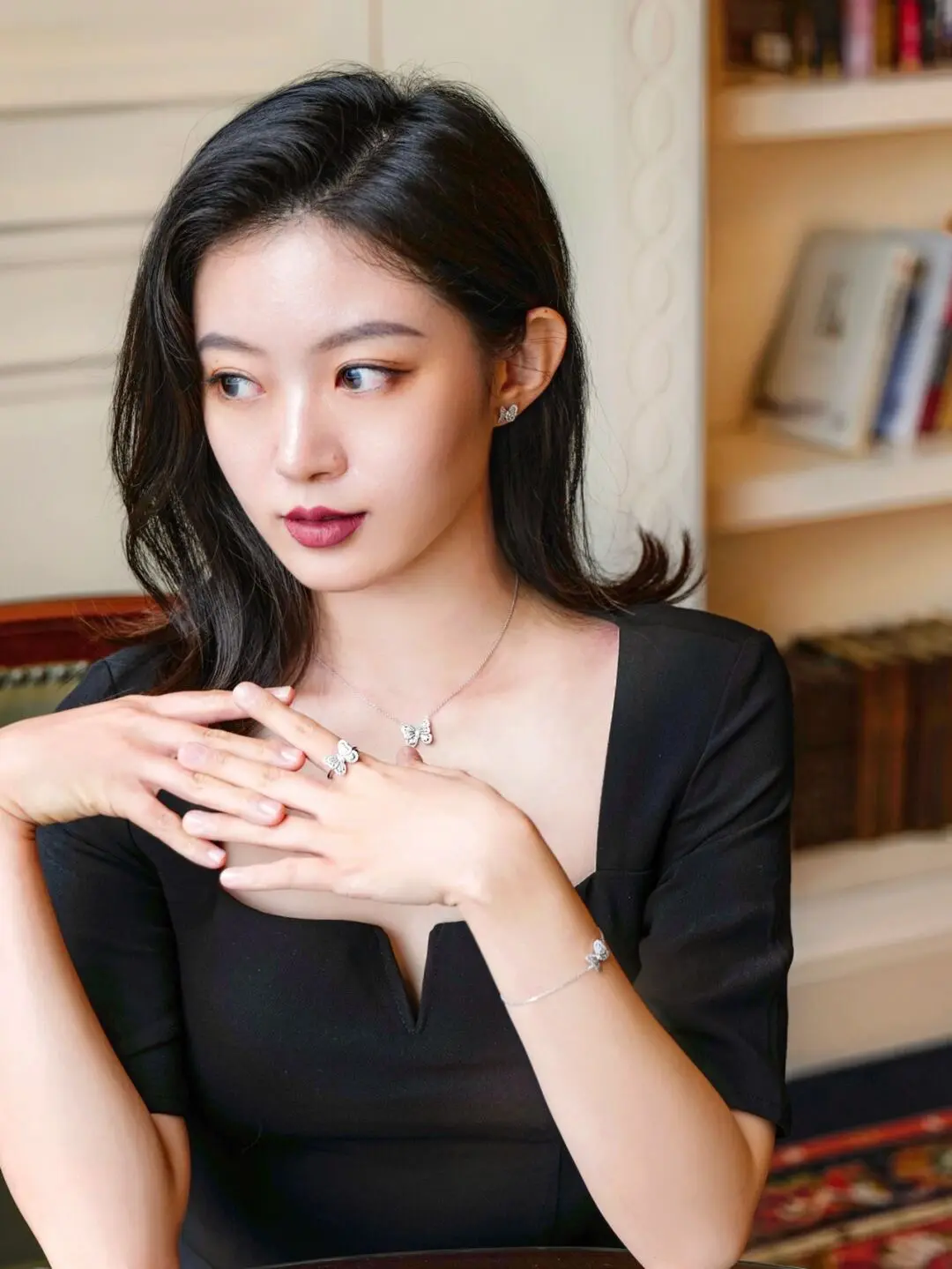 de beers au750 54戴比爾斯鉆戒 銀色蝴蝶施華洛鑲鉆戒指 - Image 9