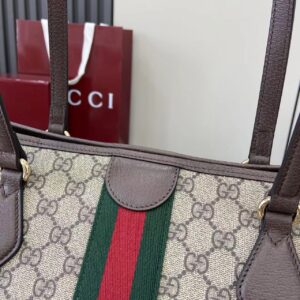 Gucci Ophidia古琦女士托特購物袋 雙G帆布條紋織帶 大號手提單肩包836829 - Image 6
