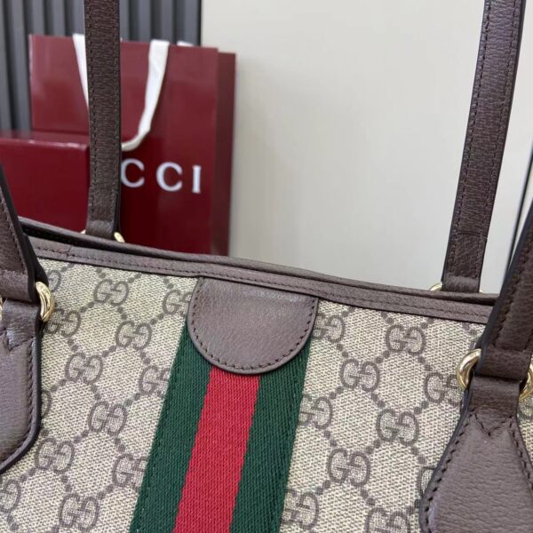 Gucci Ophidia古琦女士托特購物袋 雙G帆布條紋織帶 大號手提單肩包836829