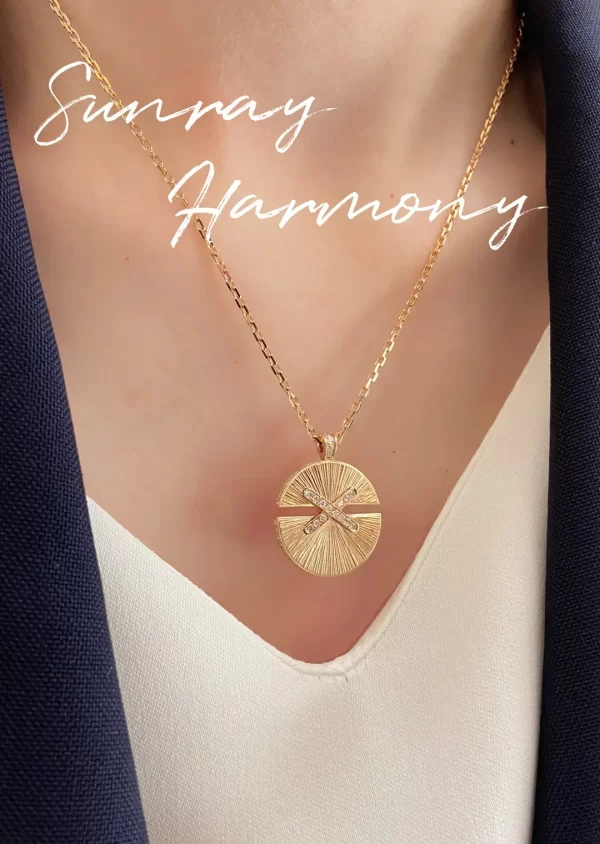 chaumet尚美巴黎 Jeux de Liens Harmony圓緣中号金色镭射鑲鉆项链
