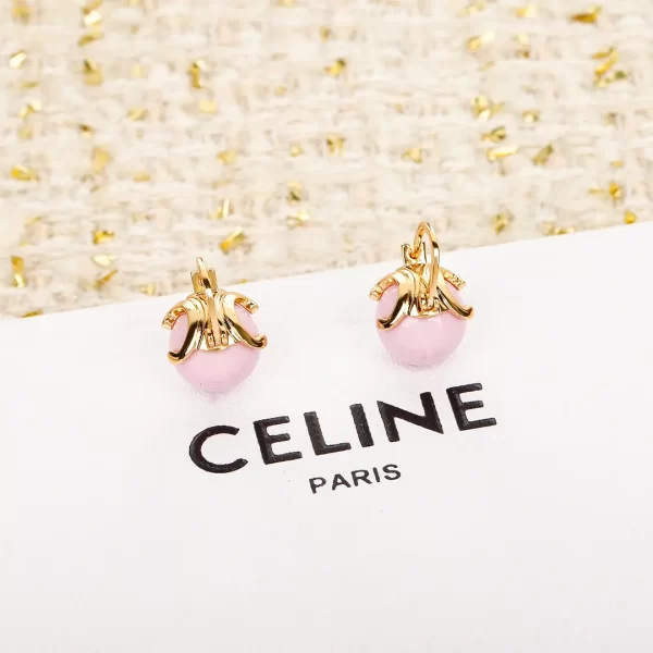 celine triomphe賽琳粉紫色糖果冰壺耳釘 18K金凱旋門耳環