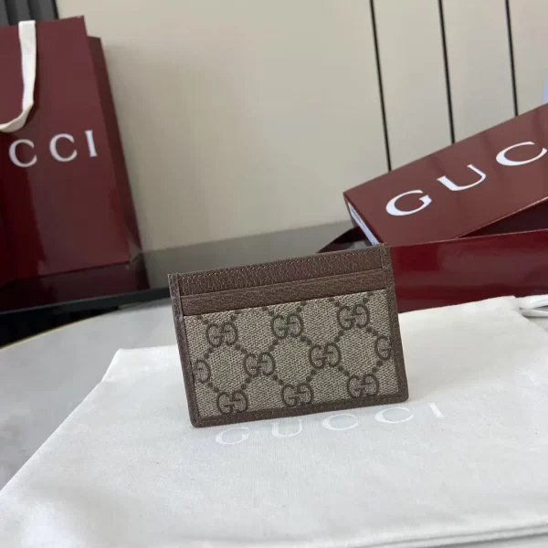 Gucci Ophidia迷你卡包名片夾 雙G標志老花 啡色牛皮 彩色織帶 838486