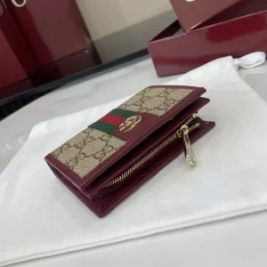 Gucci Ophidia迷你折疊鈕扣錢夾卡夾 GG老花 安可拉紅色牛皮 彩色織帶 838487 - Image 2
