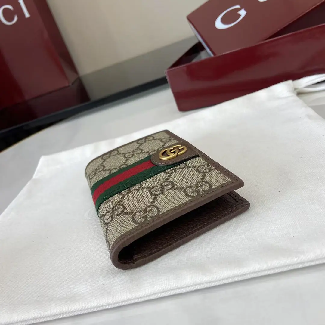 Gucci Ophidia折疊卡夾名片夾 雙G標志 老花 啡色牛皮 彩色織帶 834691 - Image 4
