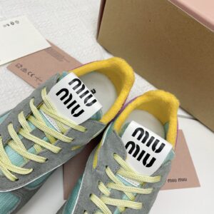 miumiu繆繆新款英倫風德訓鞋 綠色網布髒髒鞋 情侶款 休閒繫帶運動鞋 - Image 8