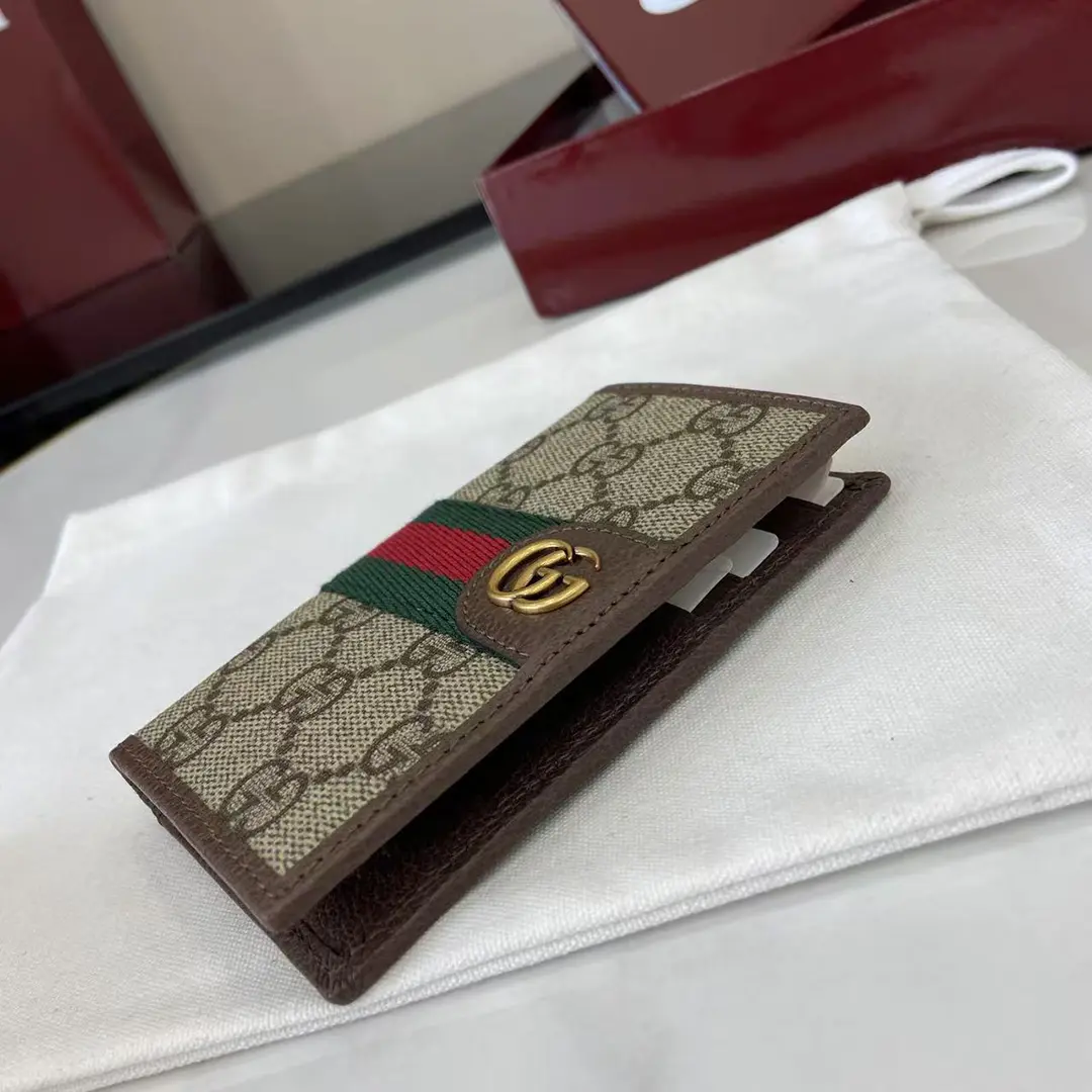 Gucci Ophidia折疊卡夾名片夾 雙G標志 老花 啡色牛皮 彩色織帶 834691 - Image 8