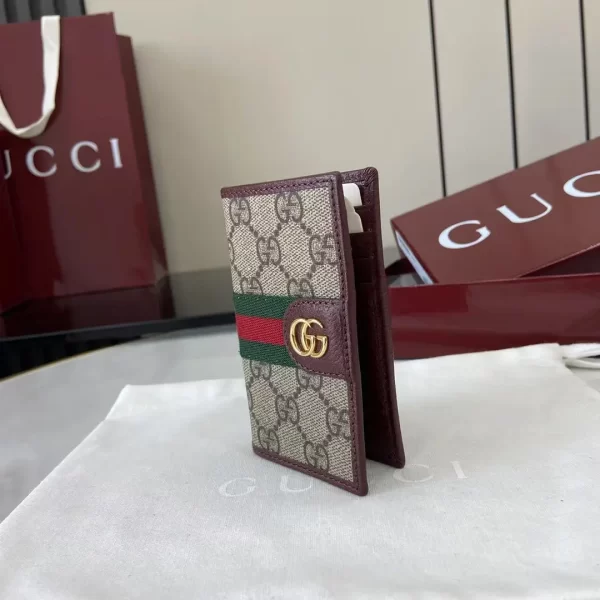 Gucci Ophidia折疊卡夾名片夾 雙G標志老花 安克拉紅色牛皮 彩色織帶 834691