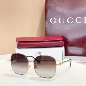gucci古琦素顔金屬大框太陽鏡 復古文藝範 漸變色墨鏡GG0879S