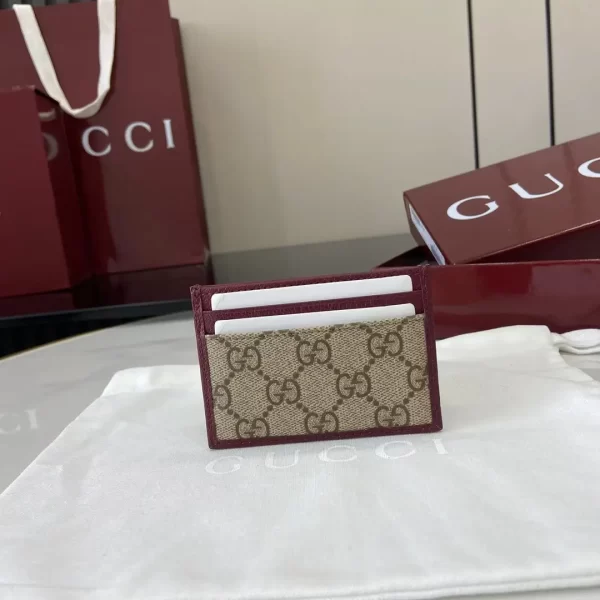 Gucci Ophidia迷你卡包名片夾 雙G標志老花 安可拉红色牛皮 彩色織帶 838486