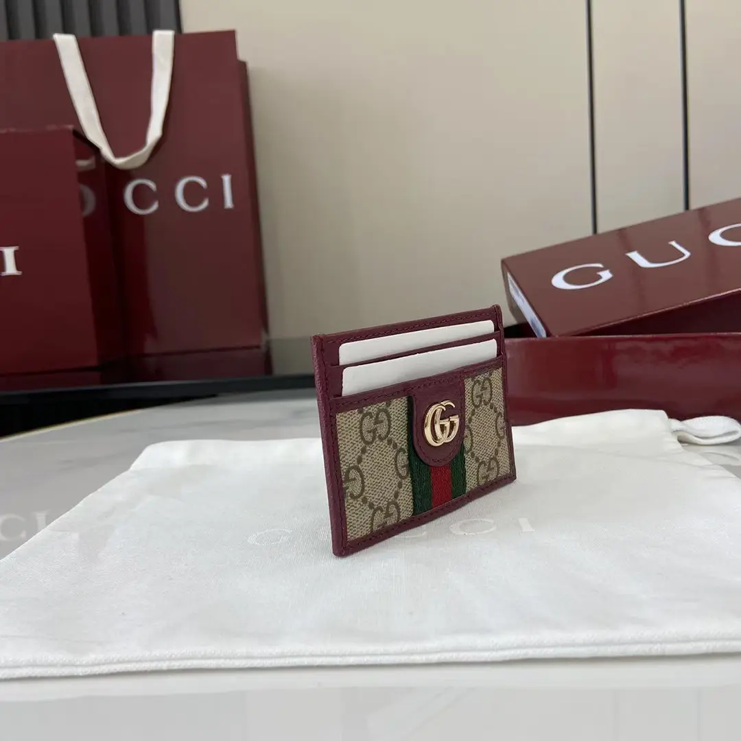 Gucci Ophidia迷你卡包名片夾 雙G標志老花 安可拉红色牛皮 彩色織帶 838486 - Image 12