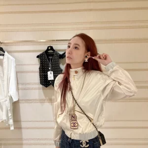 chanel香奈兒黑白拼色琺琅耳環 經典小香風大双C吊坠耳釘 - Image 11