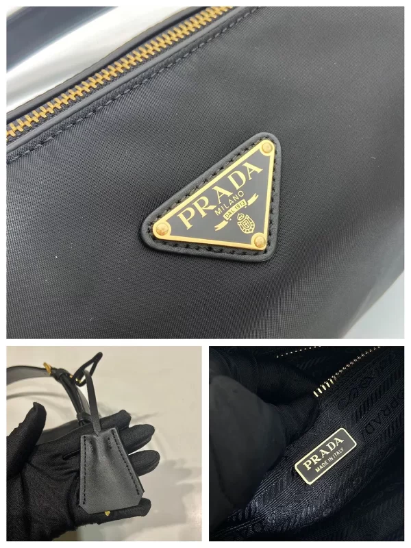 prada Tessuto Locker鎖頭包 Re-Nylon黑色尼龍立方體枕頭包1BC233