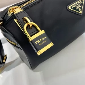 prada Tessuto Locker鎖頭包 Re-Nylon黑色尼龍立方體枕頭包1BC233 - Image 8
