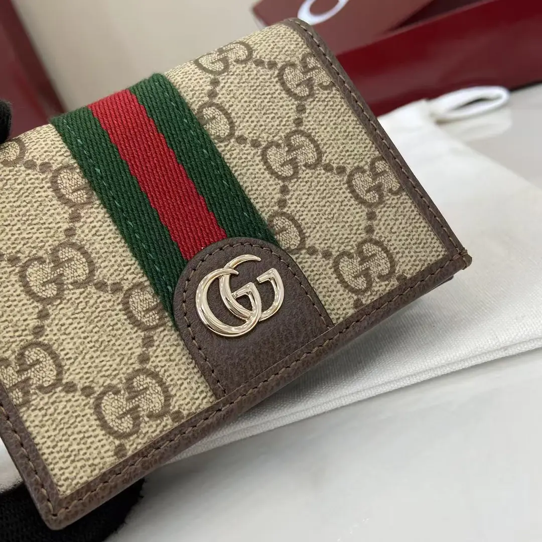 Gucci Ophidia迷你折疊鈕扣錢夾 卡夾 GG老花帆布 彩色織帶838487 - Image 7