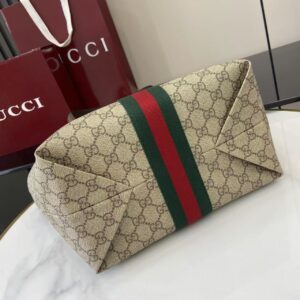 Gucci Ophidia古琦女士托特購物袋 雙G帆布條紋織帶 小號手提單肩包836831 - Image 5