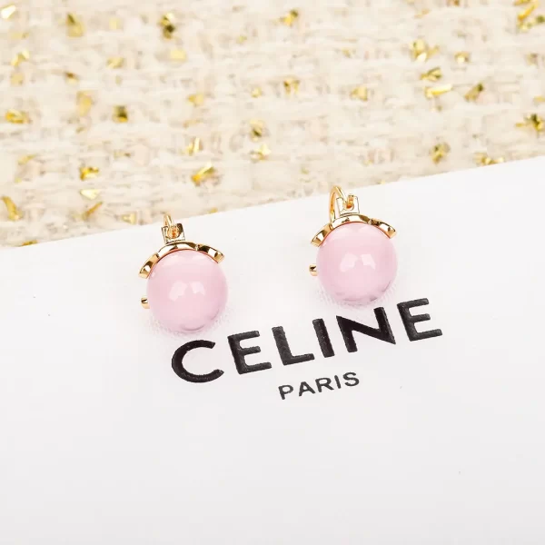 celine triomphe賽琳粉紫色糖果冰壺耳釘 18K金凱旋門耳環