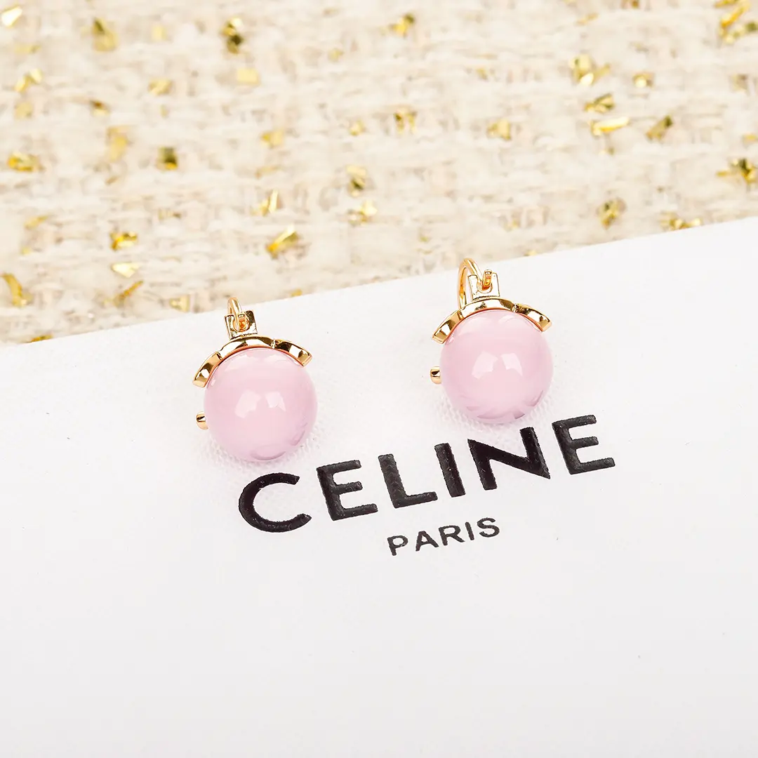 celine triomphe賽琳粉紫色糖果冰壺耳釘 18K金凱旋門耳環 - Image 1