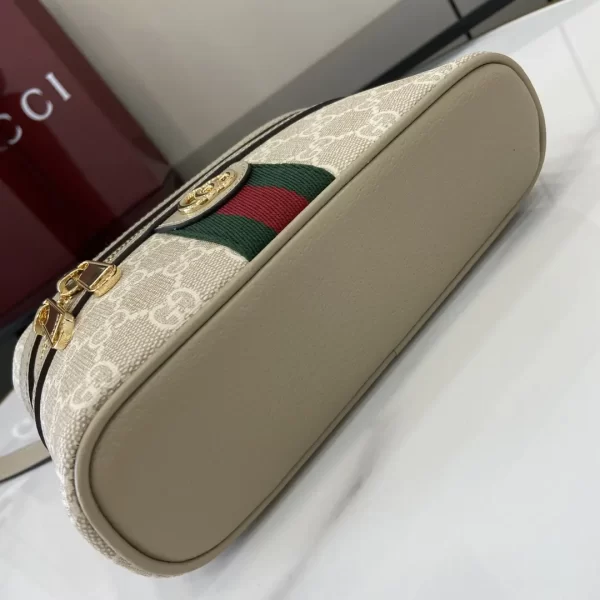 gucci ophidia系列迷你化妝包 燕麥色雙G帆布 彩色織帶 復古盒子包816357