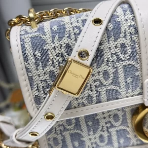 dior montaigne蒙田酒椰草系列 牛仔藍 迪奧女士小號鏈條包9207 - Image 5