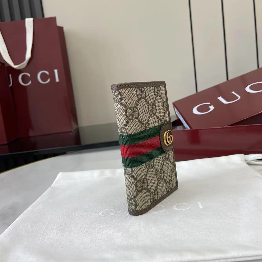 Gucci Ophidia折疊卡夾名片夾 雙G標志 老花 啡色牛皮 彩色織帶 834691 - Image 2