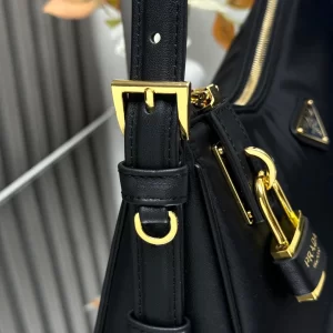 prada aimee系列Re-Nylon黑色尼龍hobo手袋 Tessuto Locker鎖頭包1BC232 - Image 4