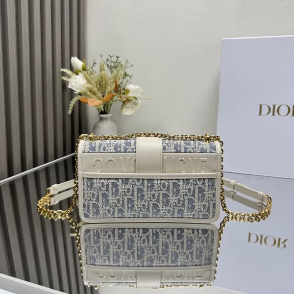 dior montaigne蒙田酒椰草系列 牛仔藍 迪奧女士小號鏈條包9207