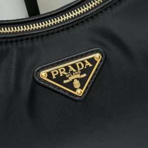 prada aimee系列Re-Nylon黑色尼龍hobo手袋 Tessuto Locker鎖頭包1BC232 - Image 6