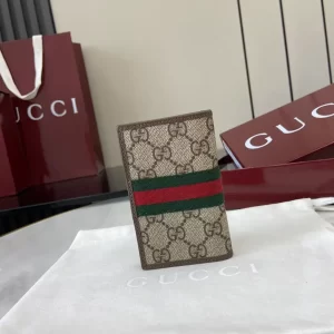 Gucci Ophidia折疊卡夾名片夾 雙G標志 老花 啡色牛皮 彩色織帶 834691 - Image 3