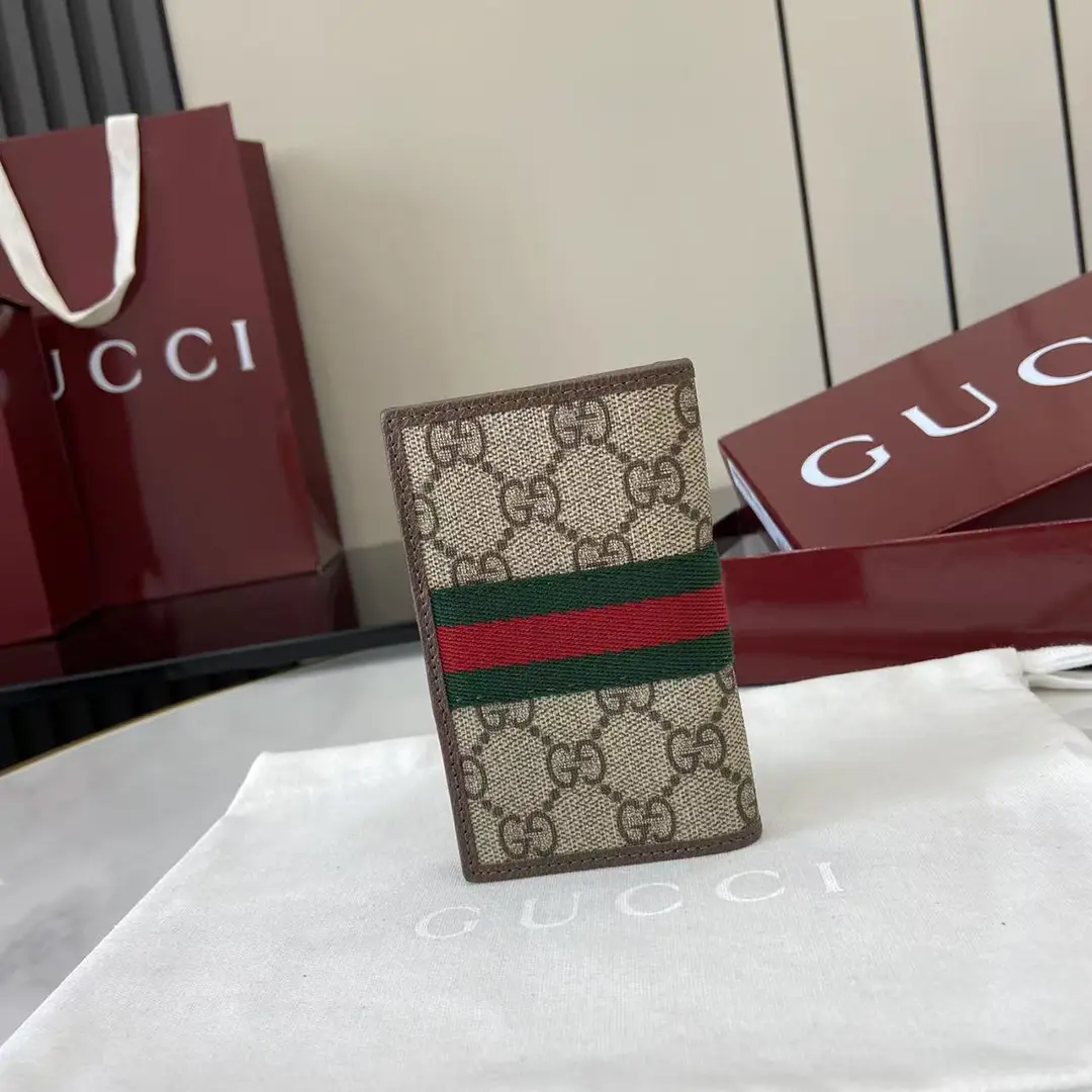 Gucci Ophidia折疊卡夾名片夾 雙G標志 老花 啡色牛皮 彩色織帶 834691 - Image 3