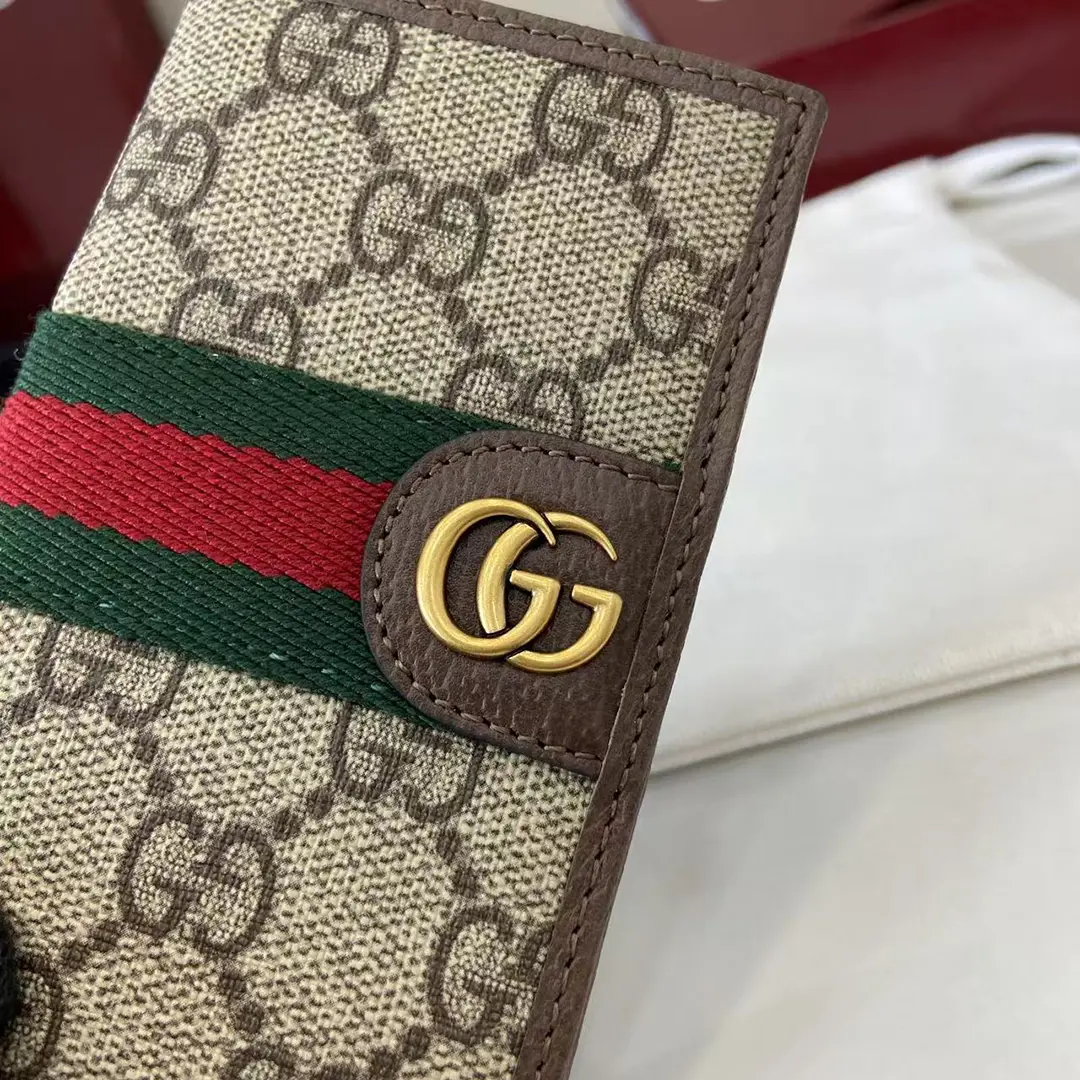 Gucci Ophidia折疊卡夾名片夾 雙G標志 老花 啡色牛皮 彩色織帶 834691 - Image 5