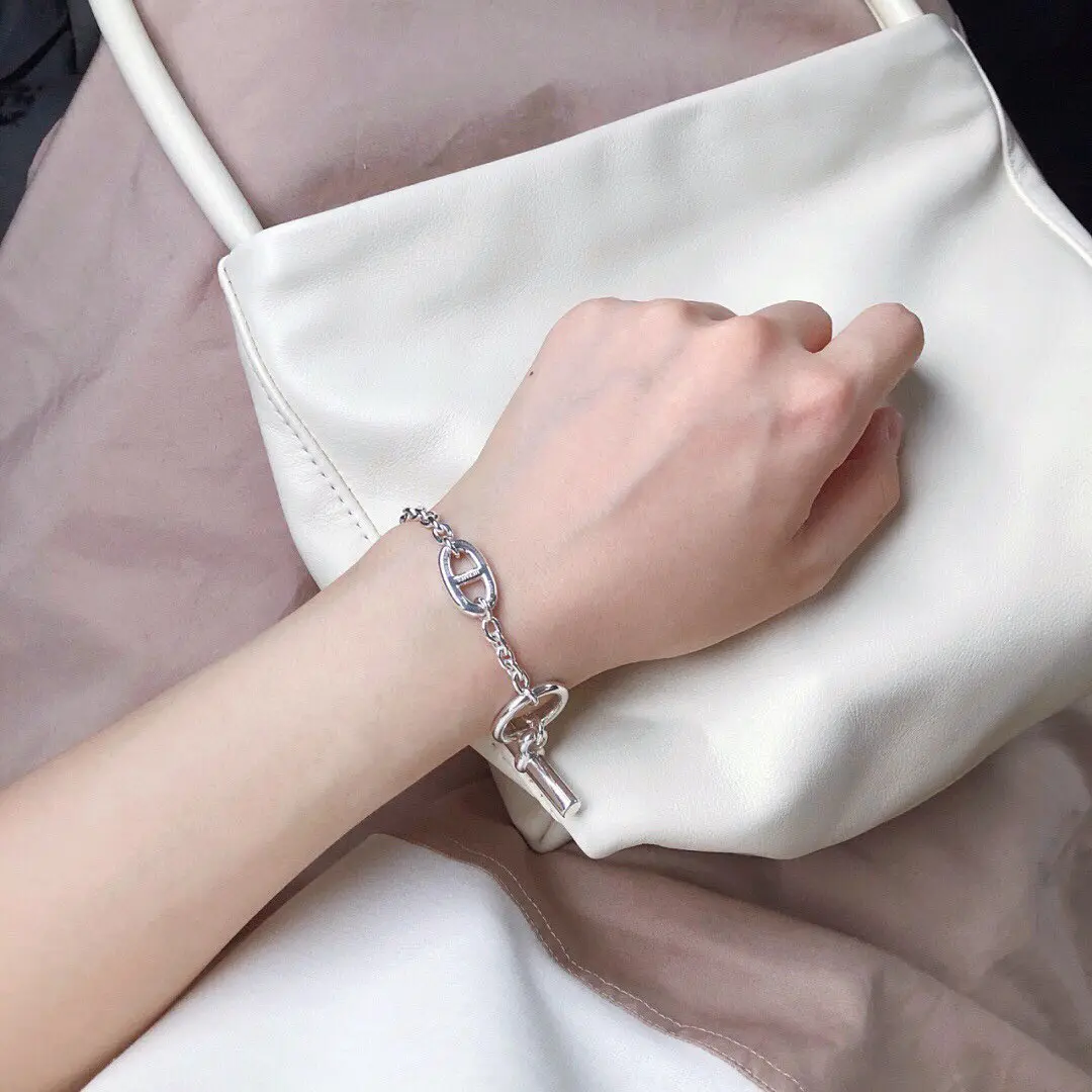 hermes Farandole愛馬仕爆款豬鼻子925銀色情侶手鏈 - Image 10