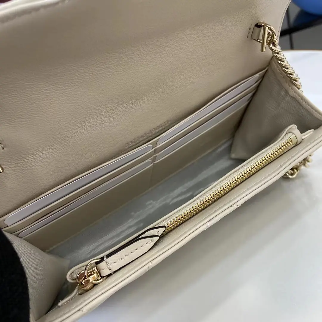 Gucci GG Marmont系列Woc鏈條錢包 米白色Matelassé絎縫牛皮 837745 - Image 5