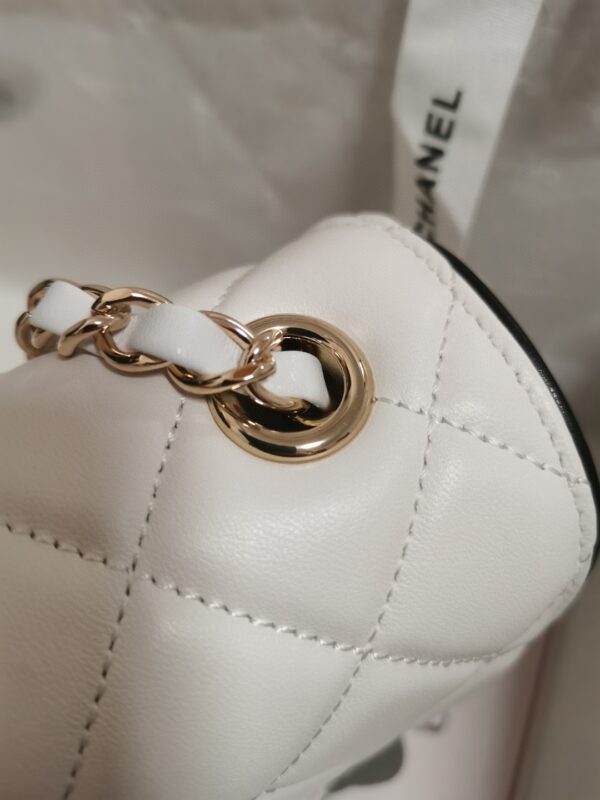 chanel cf mini 香奈兒口蓋包 熊貓色 小羊皮 銀扣 5151