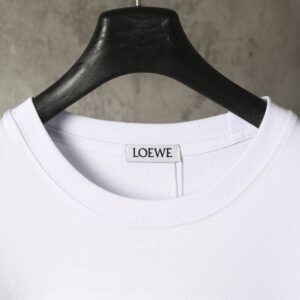 LOEWE罗意威白色T恤 蓝白刺绣徽标图案 簡約短袖夏裝 6657 - Image 5