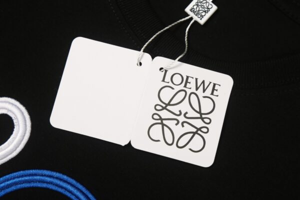LOEWE罗意威黑色T恤 蓝白刺绣徽标图案 簡約短袖夏裝 6658