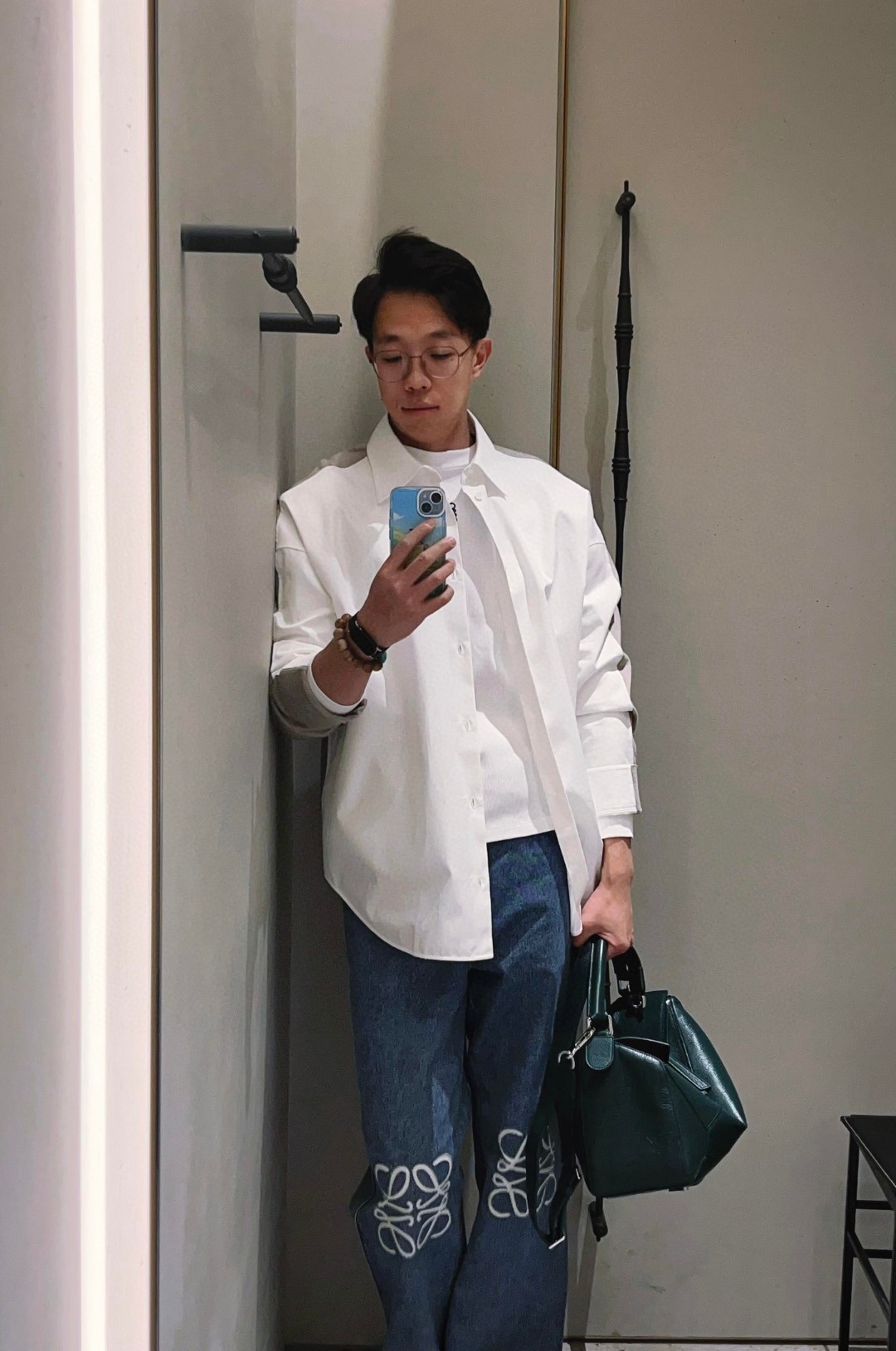 王一博同款 loewe puzzle 32 罗意威大号几何包 常青綠 鹿皮 052446 - Image 16