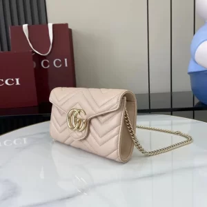 Gucci GG Marmont系列Woc鏈條錢包 杏色Matelassé絎縫牛皮 837745 - Image 7