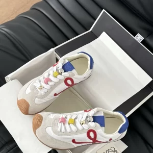 楊冪同款Loewe羅意威德訓運動鞋 臟臟鞋 紅標 白色絨面皮拼織布 糖果鞋帶 - Image 6