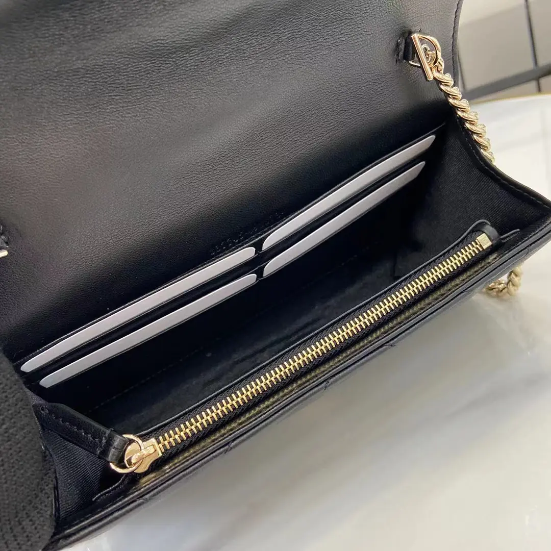 Gucci GG Marmont系列Woc鏈條錢包 黑金色Matelassé絎縫牛皮 837745 - Image 6