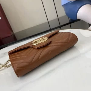 Gucci GG Marmont系列Woc鏈條錢包 美拉德棕色Matelassé絎縫牛皮 837745 - Image 10