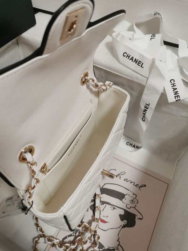 chanel cf mini 香奈兒口蓋包 熊貓色 小羊皮 銀扣 5151