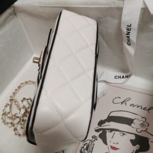 chanel cf mini 香奈兒口蓋包 熊貓色 小羊皮 銀扣 5151 - Image 8