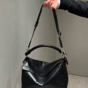 王一博同款 loewe puzzle 32 罗意威大号几何包 黑银 鹿皮 052446 - Image 10