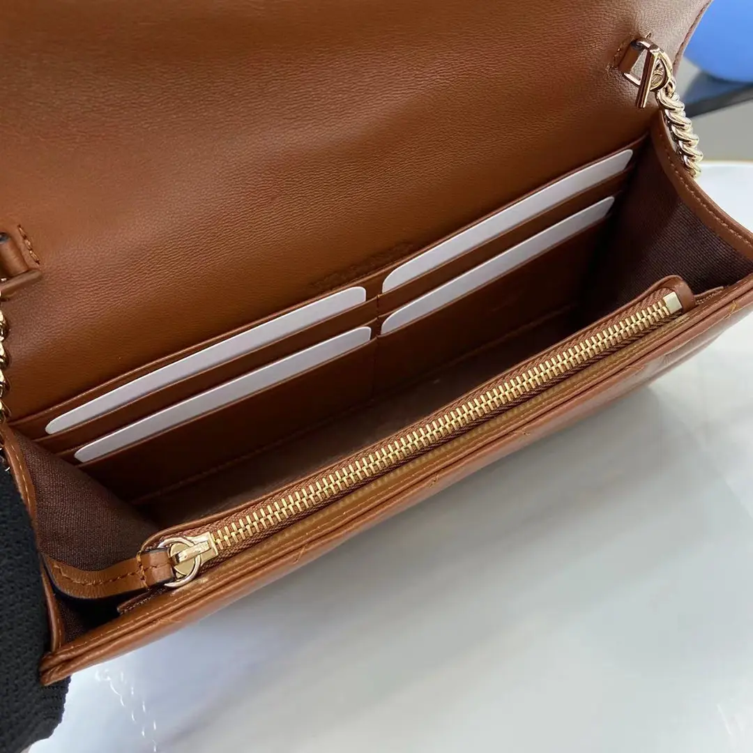 Gucci GG Marmont系列Woc鏈條錢包 美拉德棕色Matelassé絎縫牛皮 837745 - Image 5
